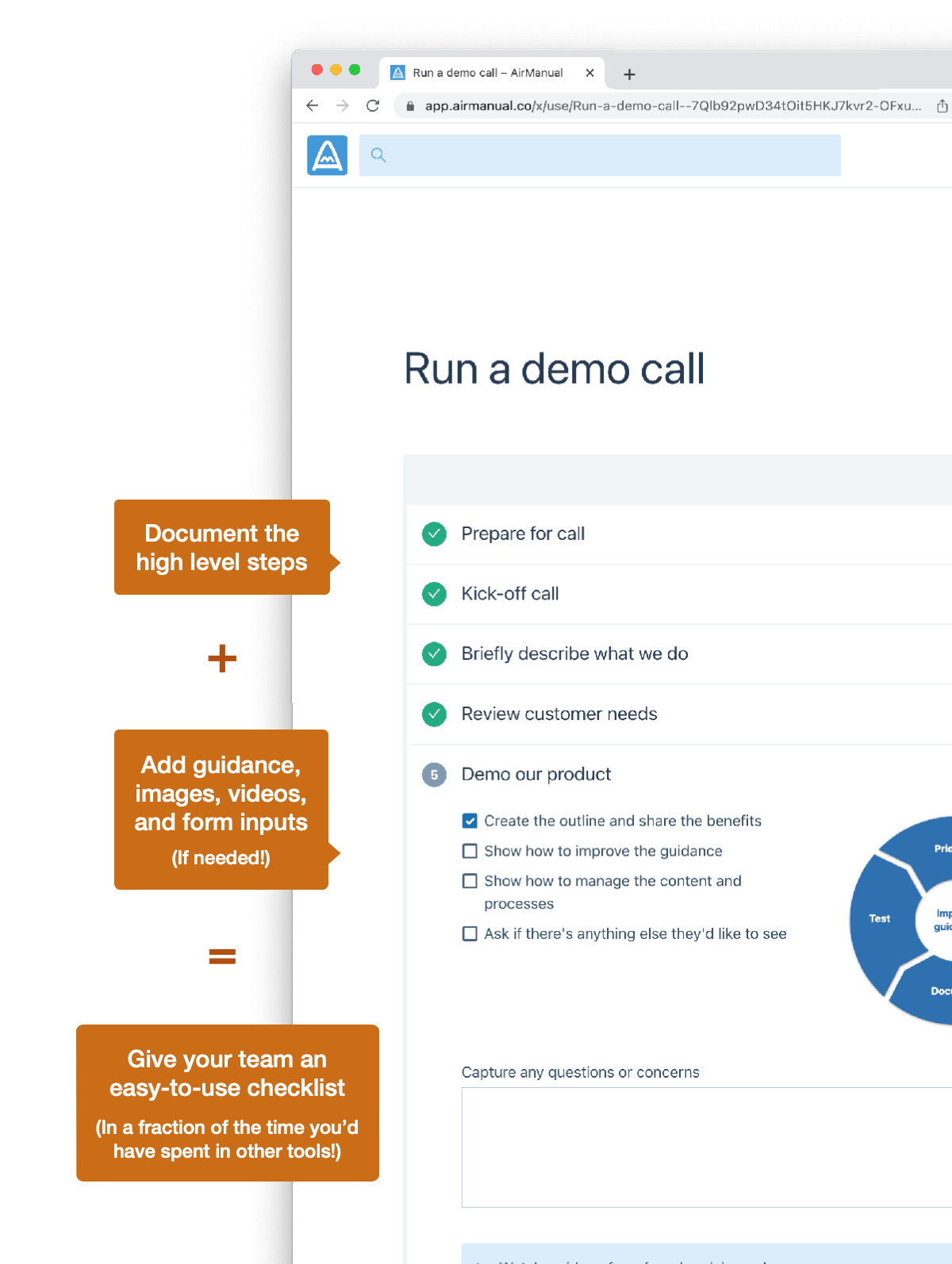 Documenting a checklist in AirManual